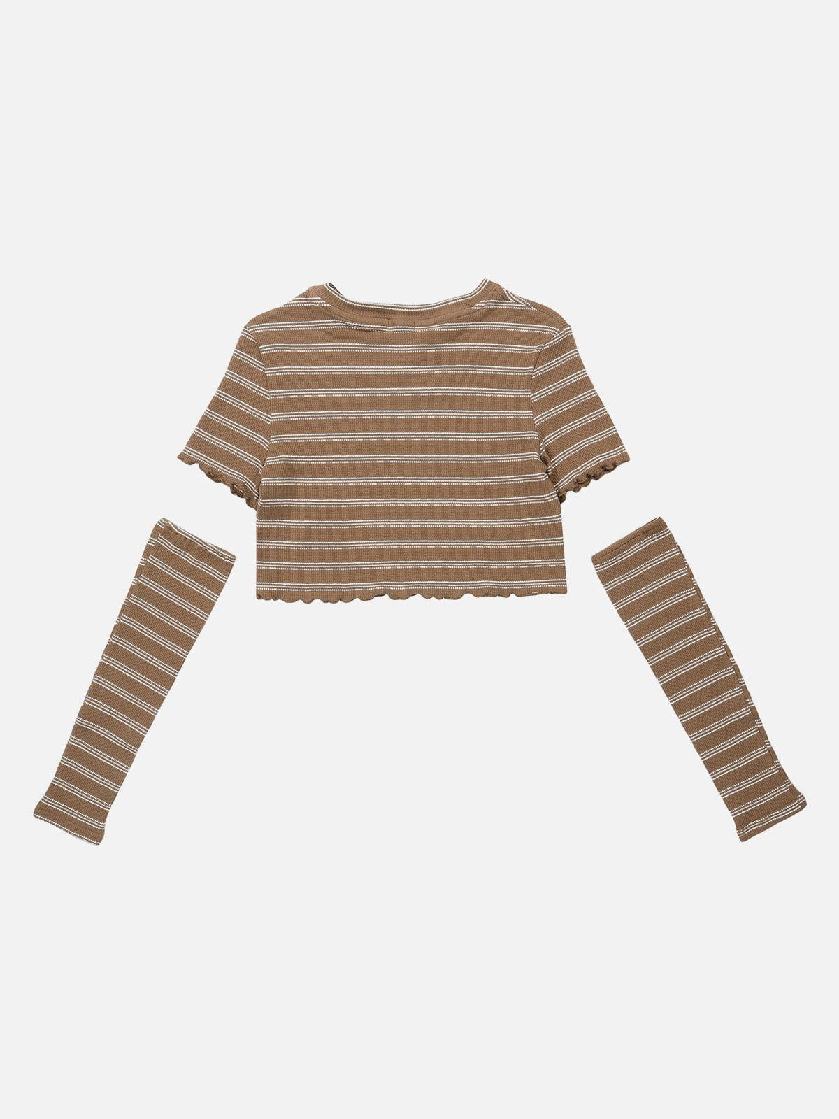 Heart Cut Stripe Crop Tee