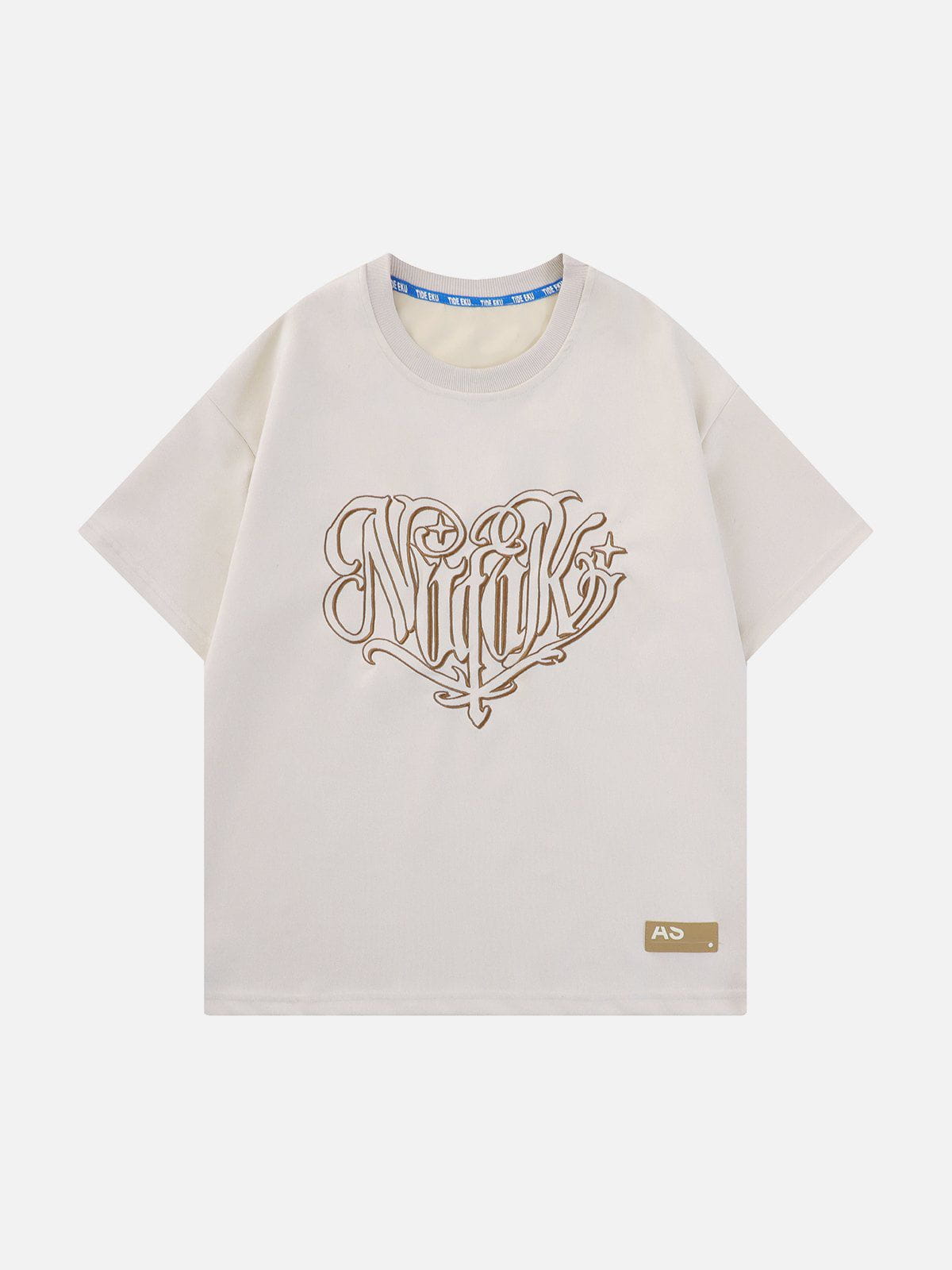 Heart Embroidered Suede Tee