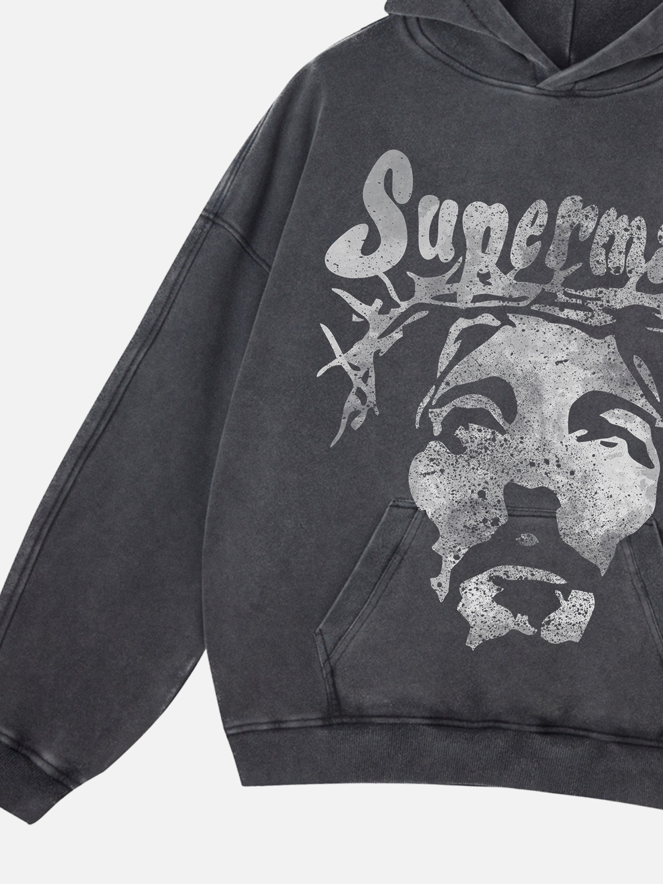 Heavy Duty Washed Jesus Graphic Hoodie - 1973