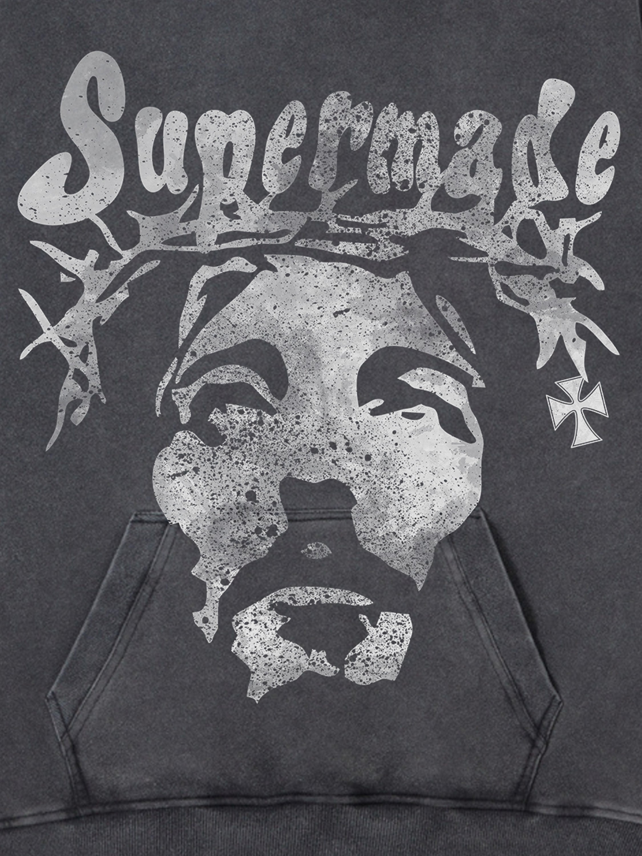 Heavy Duty Washed Jesus Graphic Hoodie - 1973