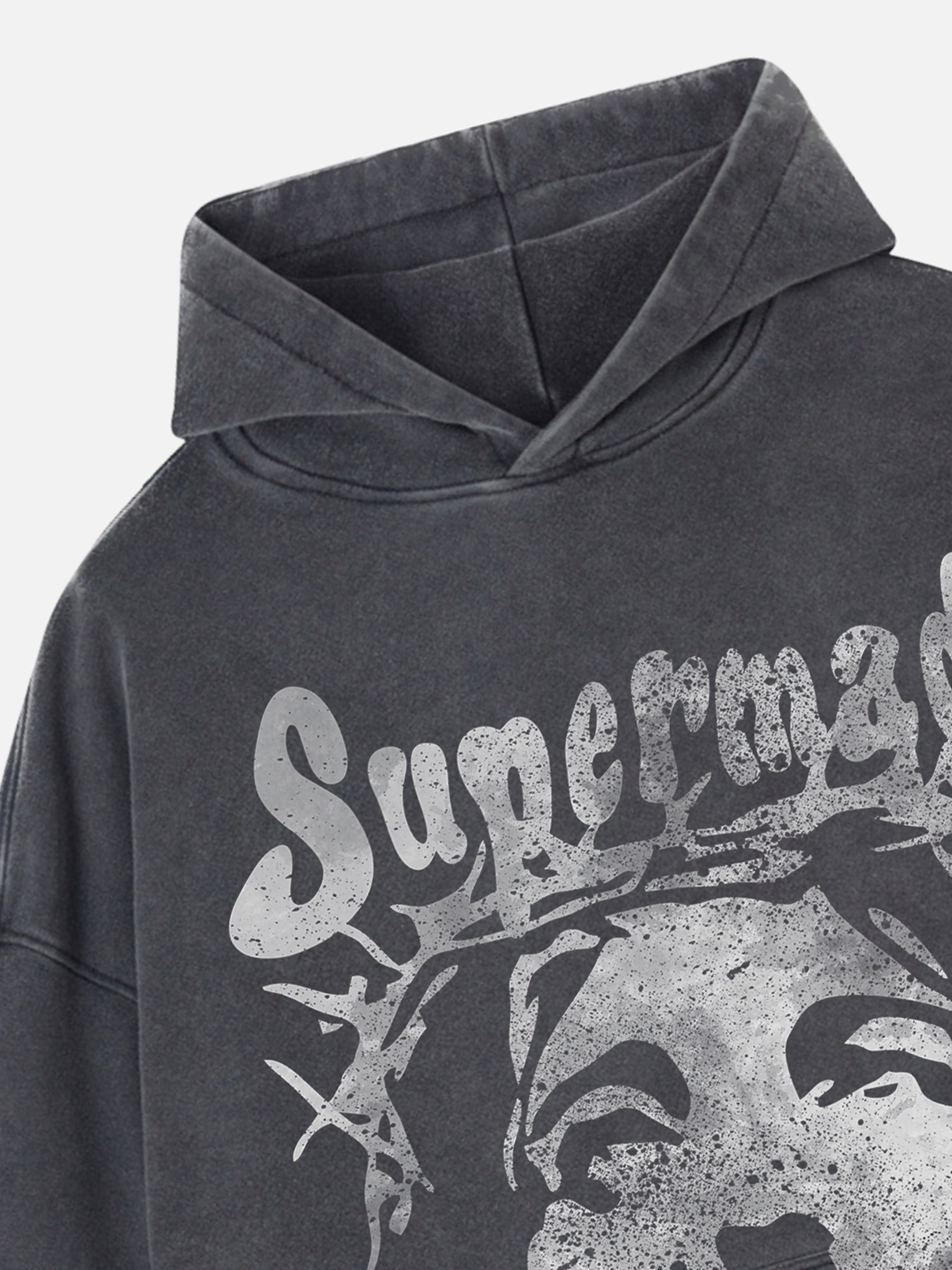 Heavy Duty Washed Jesus Graphic Hoodie - 1973