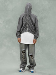 Heavyweight Batik Washed Distressed Hoodie