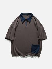 Hem Pocket Zip Up Polo Tee