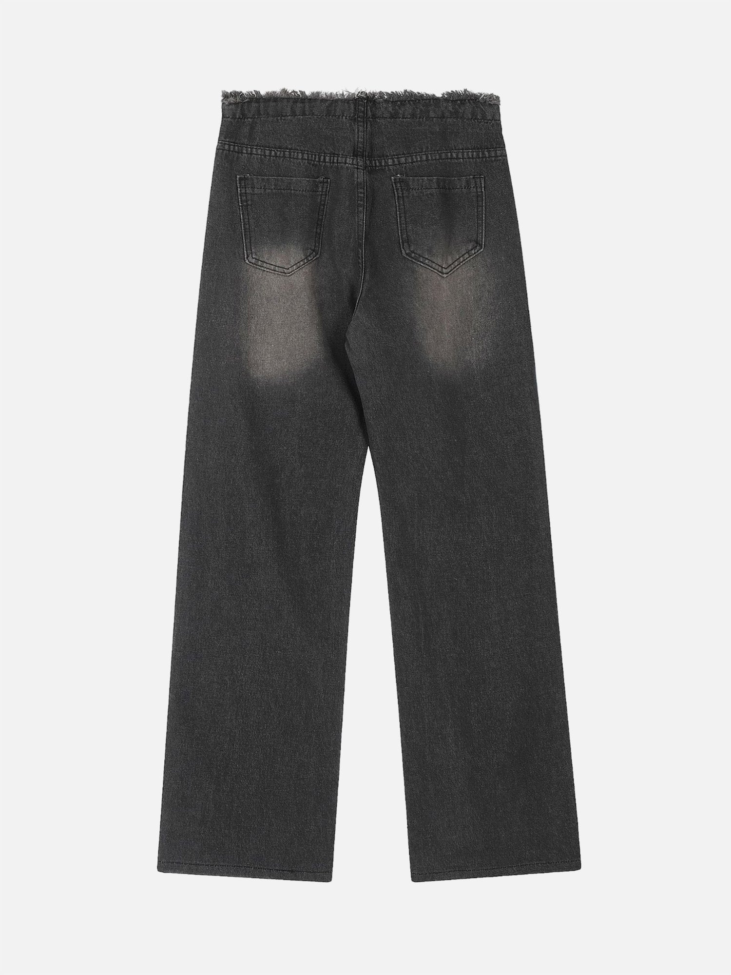 High Street Distressed Washed Distressed Drawstring Jeans
