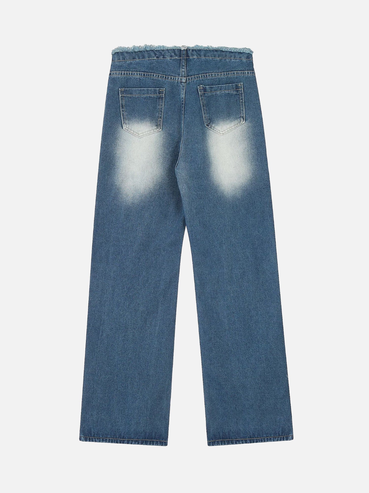 High Street Distressed Washed Distressed Drawstring Jeans