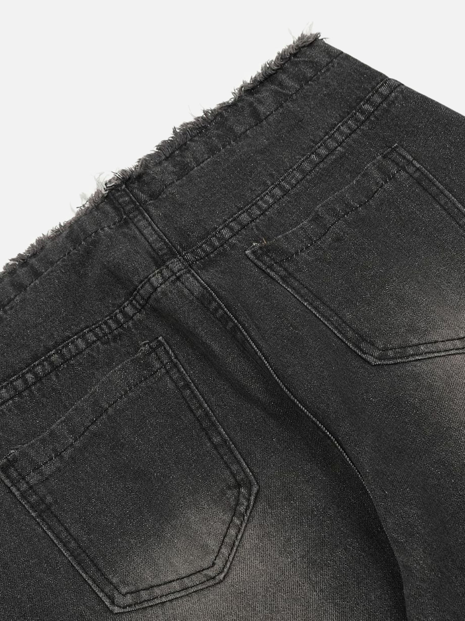 High Street Distressed Washed Distressed Drawstring Jeans