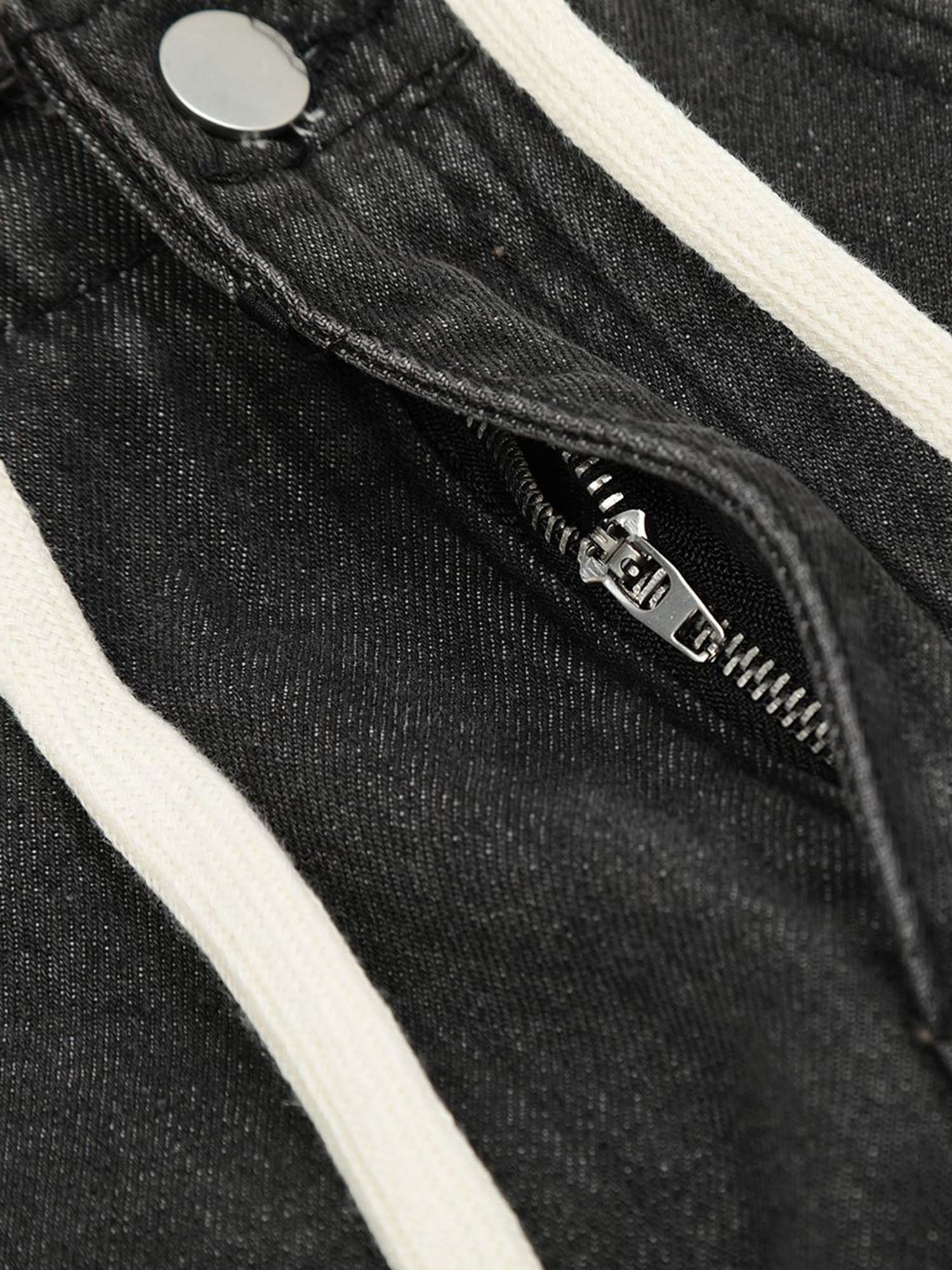 High Street Distressed Washed Distressed Drawstring Jeans