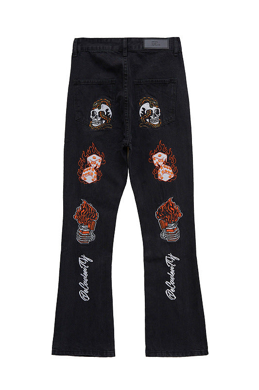 High Street Embroidery Retro Jeans - 1574