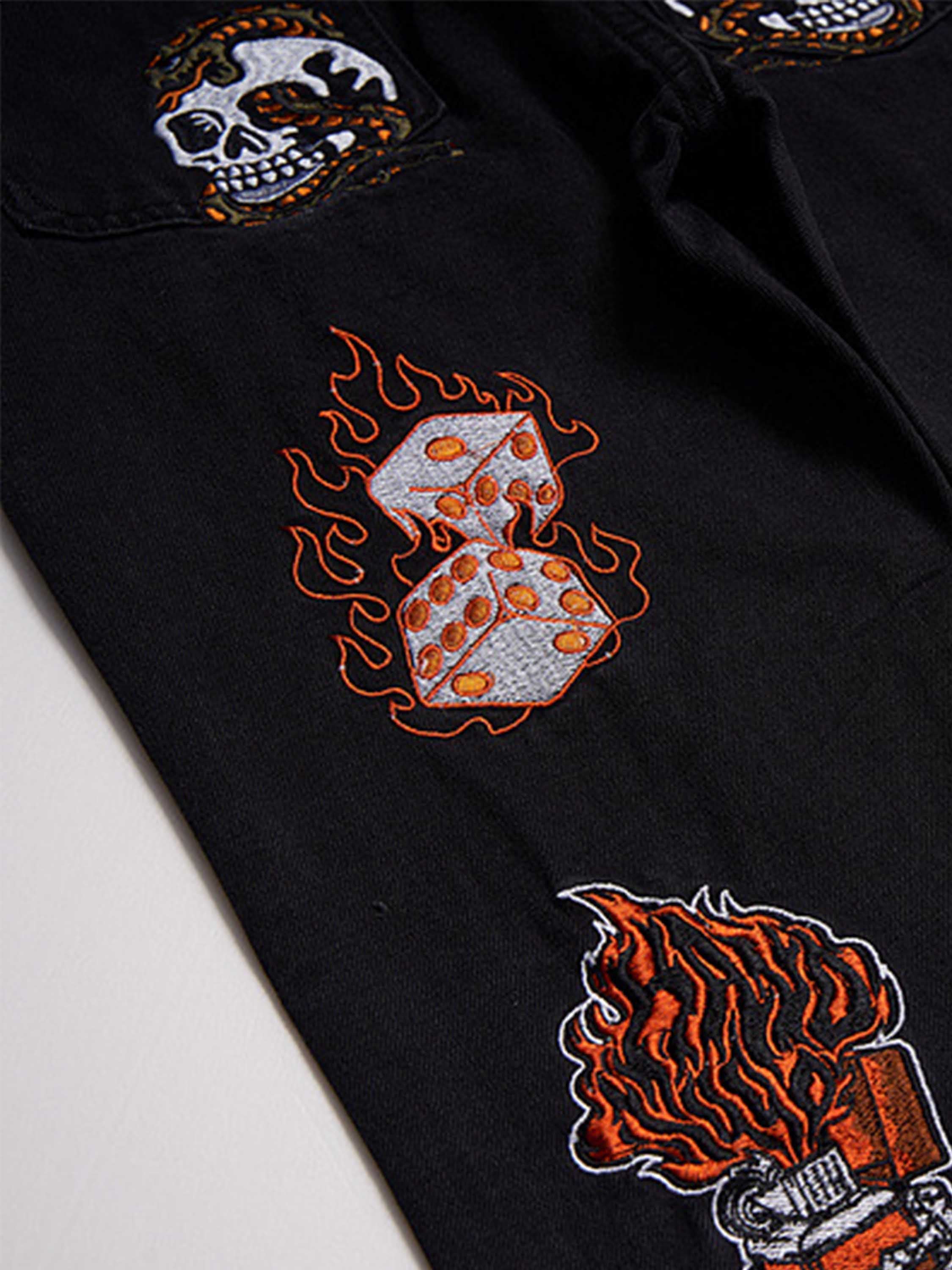 High Street Embroidery Retro Jeans - 1574