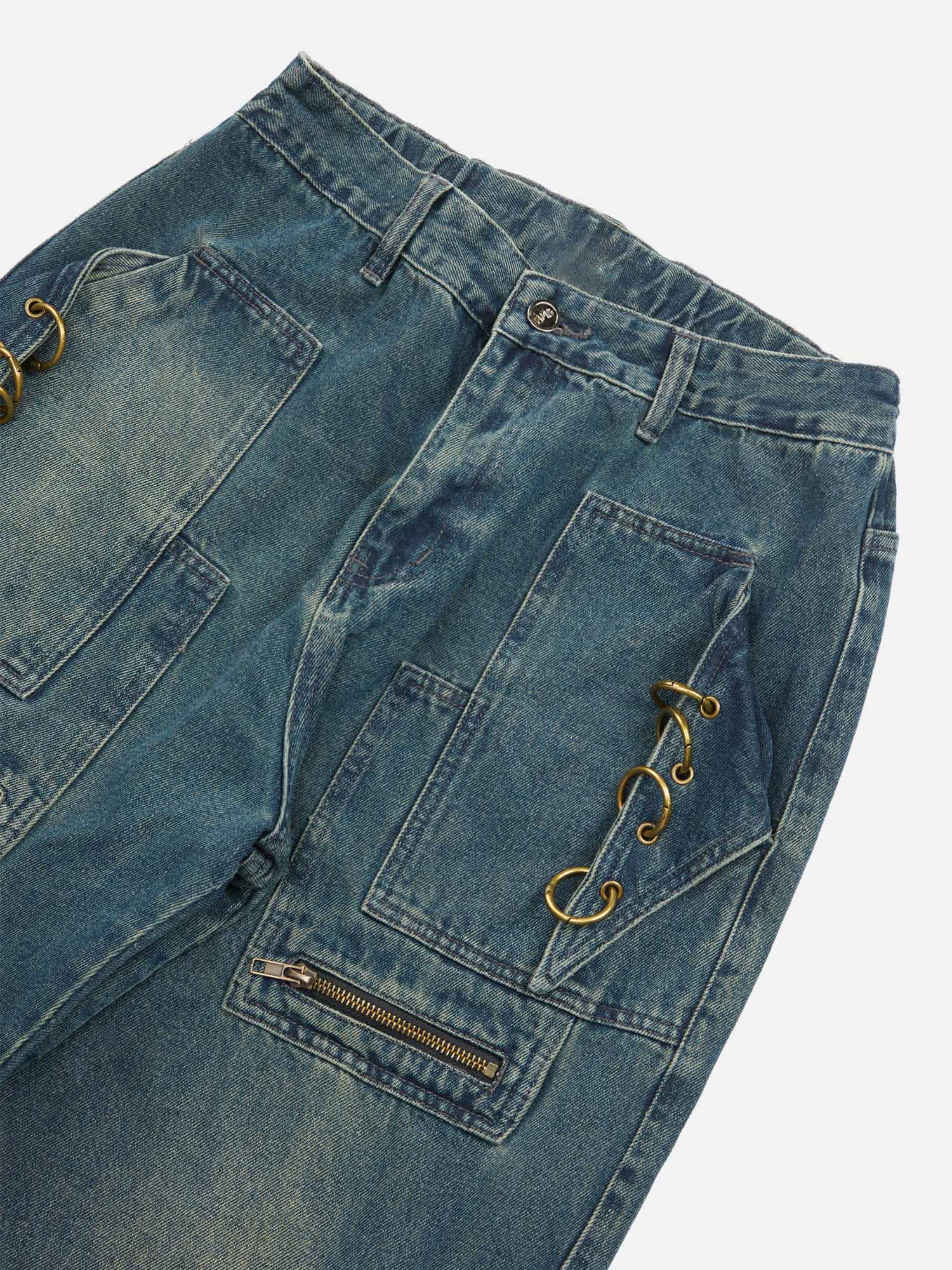 High Street Heavy Duty Design Multi-pocket Jeans