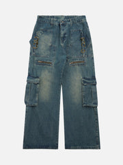 High Street Heavy Duty Design Multi-pocket Jeans