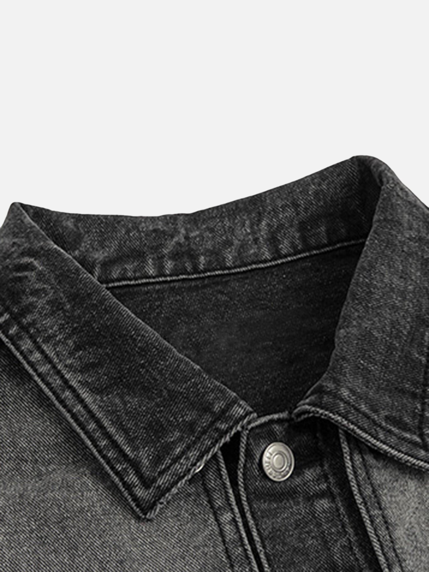 High Street Heavy Duty Distressed Washed Denim Jacket - 1975