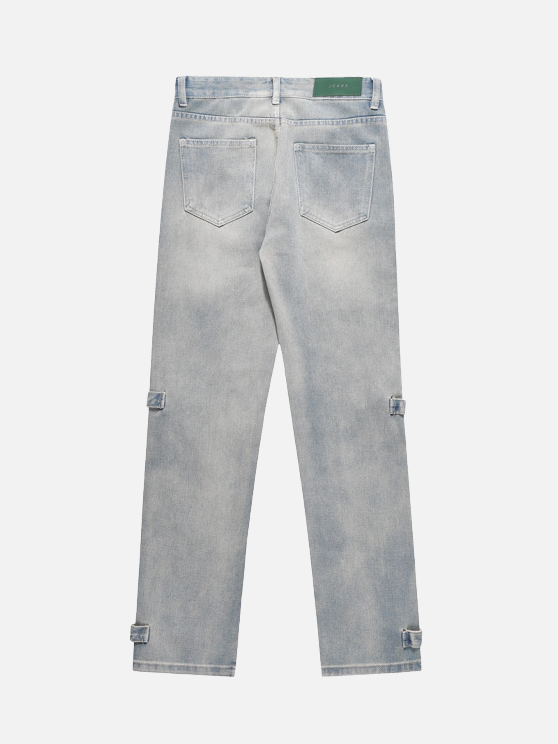 High Street Hip-hop Design Sense Zipper Straight Jeans Nine-point Pants