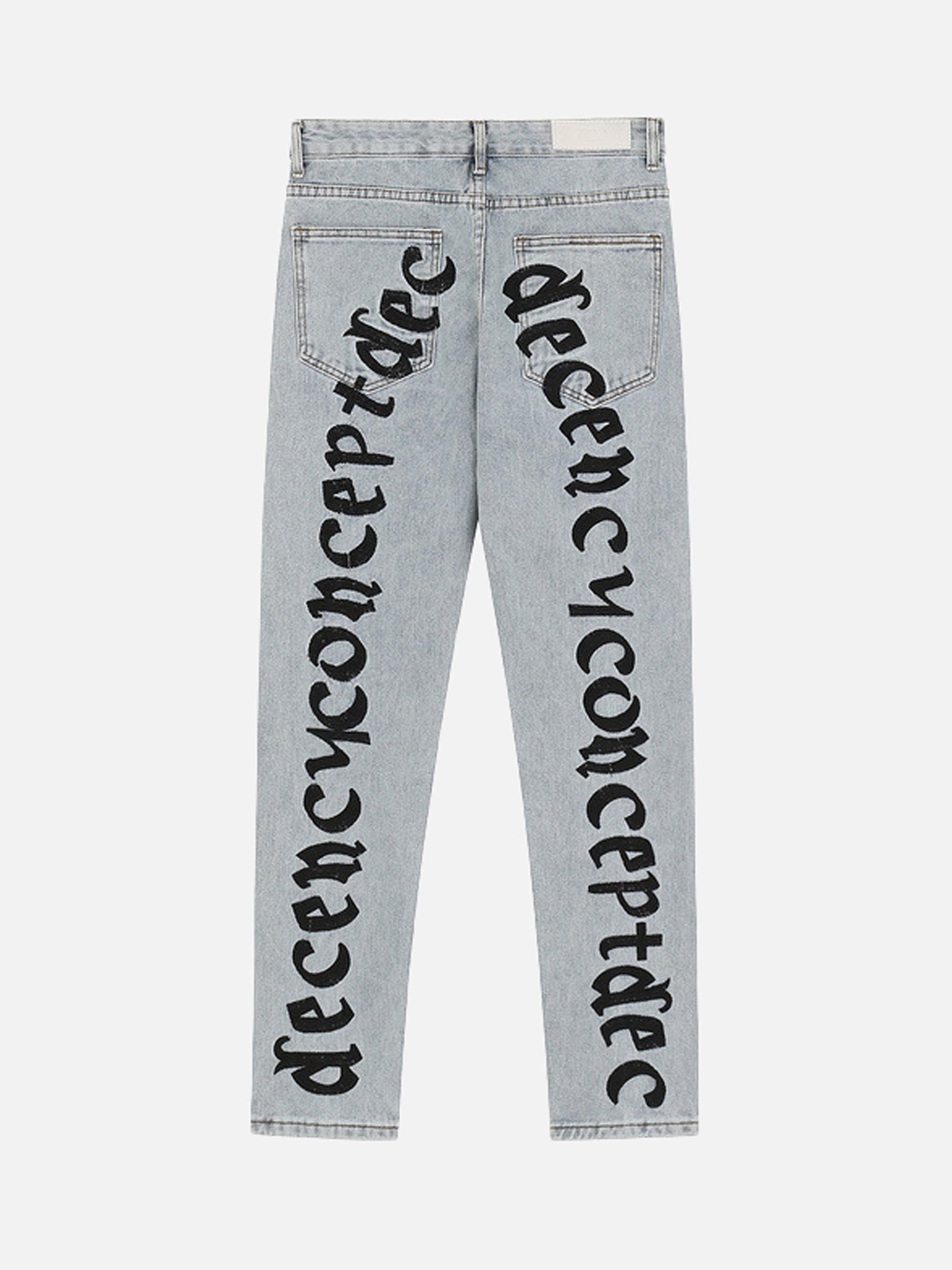 High Street Letter Embroidered Slim-Fit Skinny Jeans