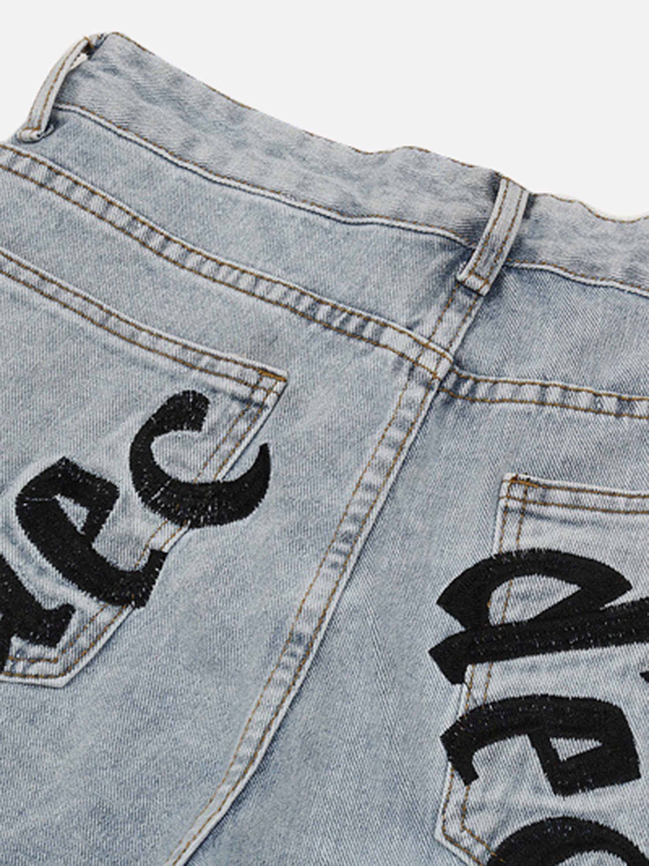 High Street Letter Embroidered Slim-Fit Skinny Jeans