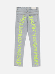 High Street Letter Embroidered Slim-Fit Skinny Jeans