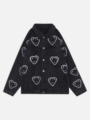 High Street Love Full Print Denim Loose Jacket