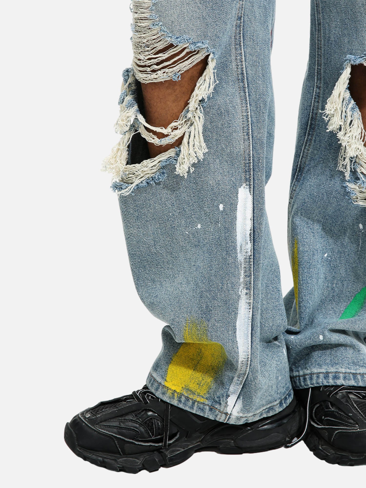 High Street Personalized Graffiti Ripped Jeans - 1955