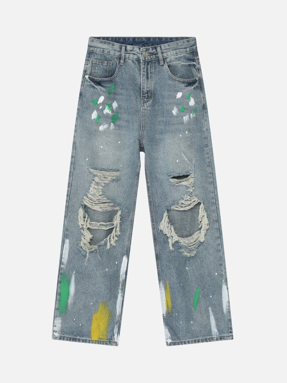 High Street Personalized Graffiti Ripped Jeans - 1955
