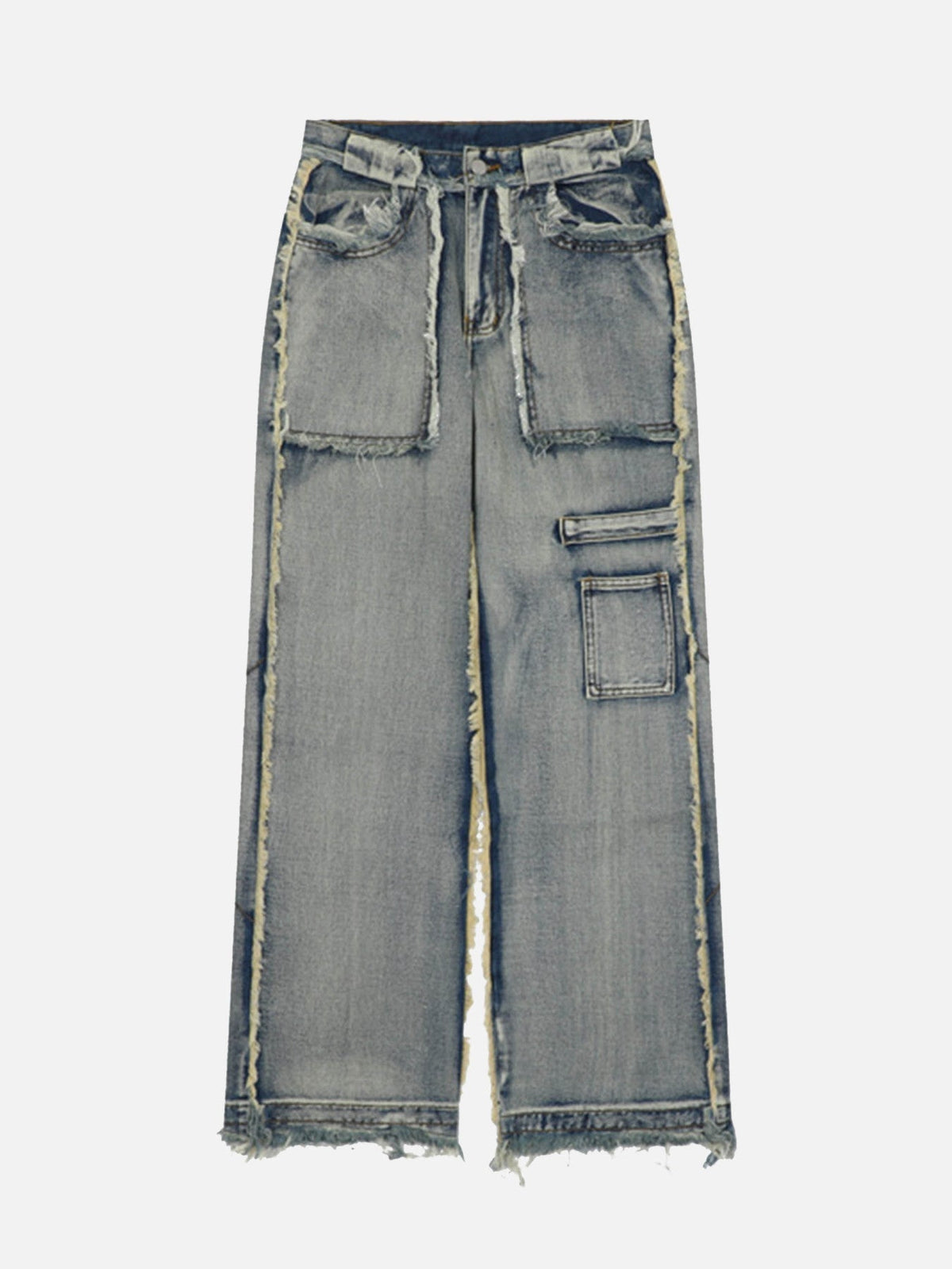 High Street Washed And Distressed Raw Edge Jeans