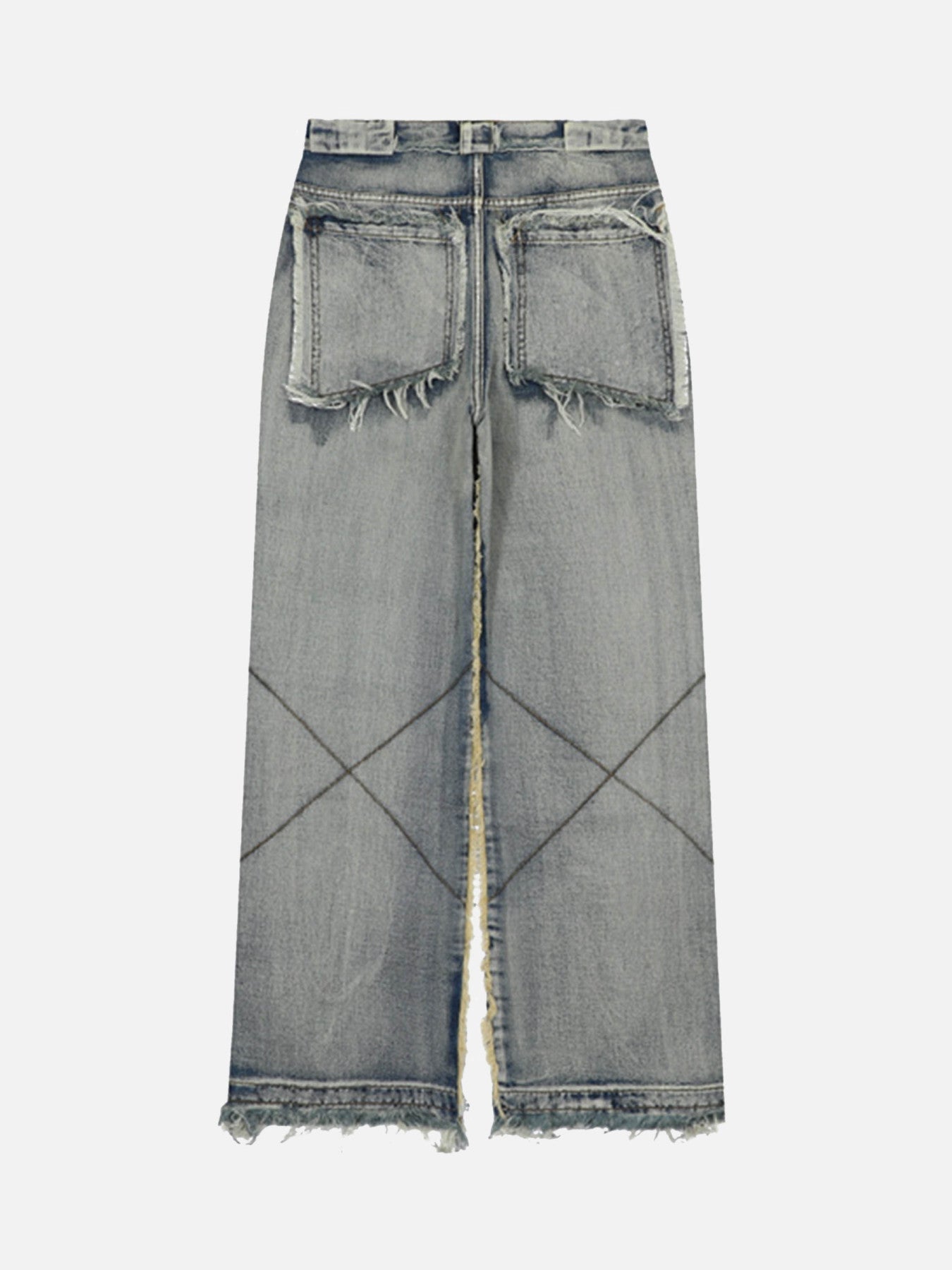 High Street Washed And Distressed Raw Edge Jeans