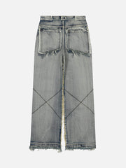 High Street Washed And Distressed Raw Edge Jeans