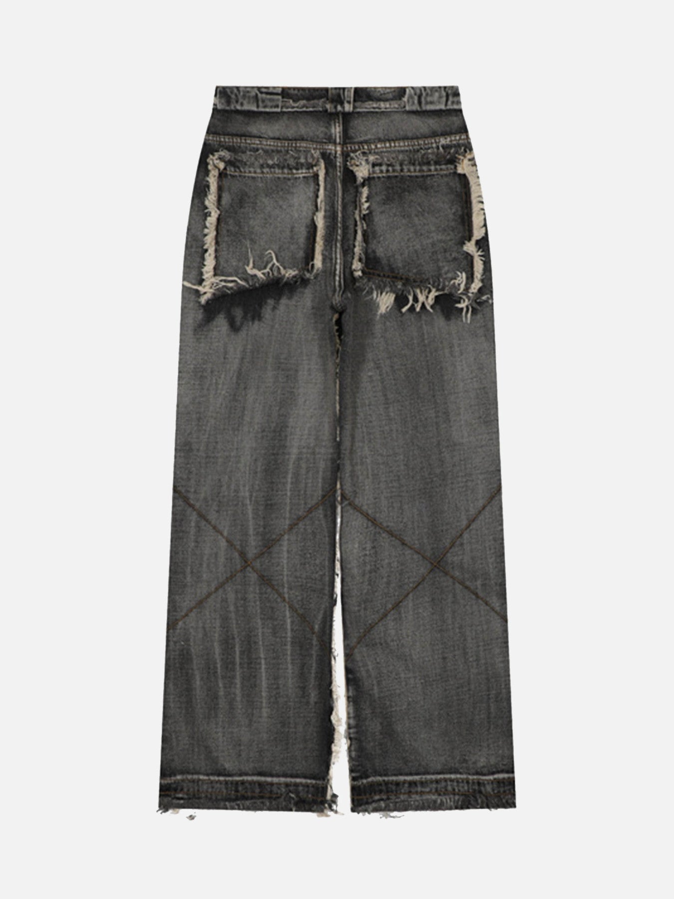 High Street Washed And Distressed Raw Edge Jeans