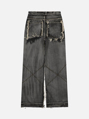 High Street Washed And Distressed Raw Edge Jeans