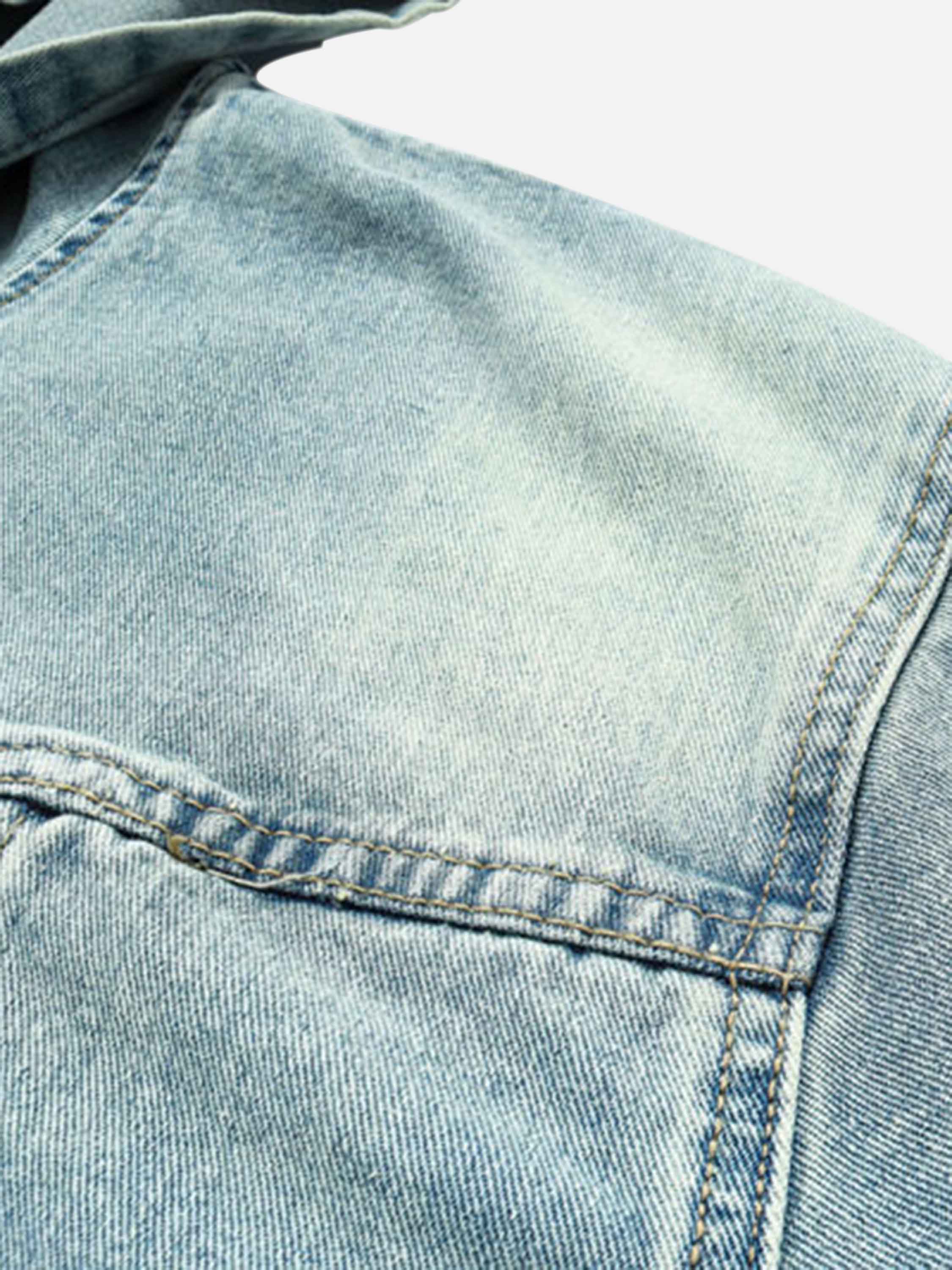 High Street Washed And Worn Denim Hoodie - 1464