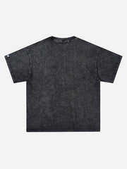 Hip Hop Mouth Printed Washed Out T-shirt - 1670