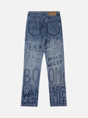 Hip-hop Graffiti Alphabet Jeans - 1743