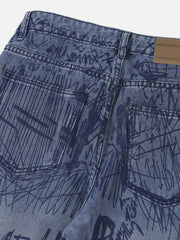 Hip-hop Graffiti Alphabet Jeans - 1743