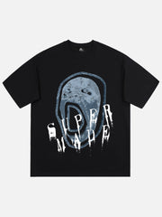 Hip-hop High Street Creative Portrait Print T-shirt