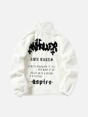 Hip-Hop-Jacke aus Kaninchenfellimitat mit Stehkragen und Buchstaben - 1908 