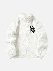 Hip-Hop-Jacke aus Kaninchenfellimitat mit Stehkragen und Buchstaben - 1908 