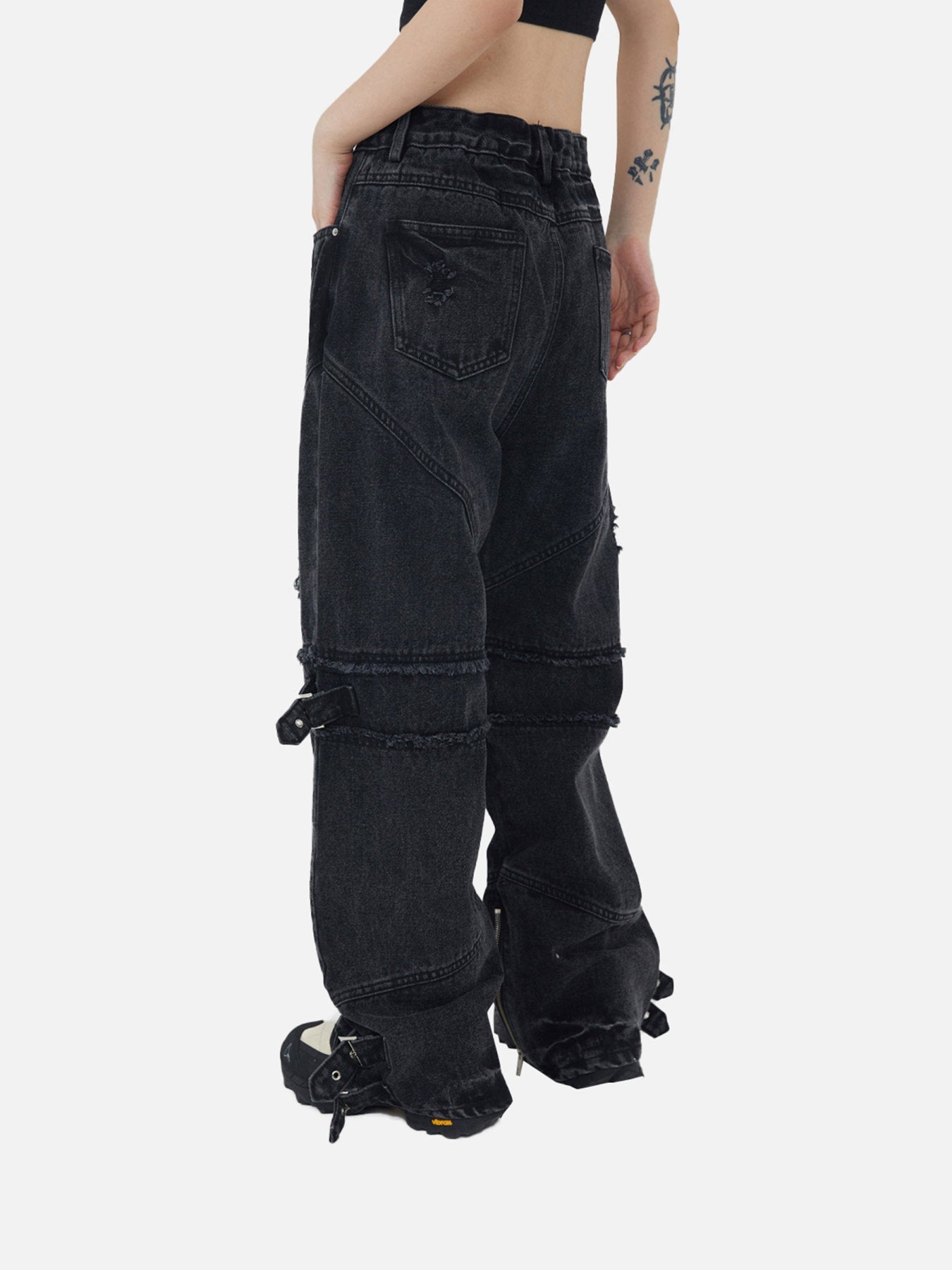 Hip-hop Retro Wash Old Punk Denim Pants Loose Straight Pants Couple Models-1456