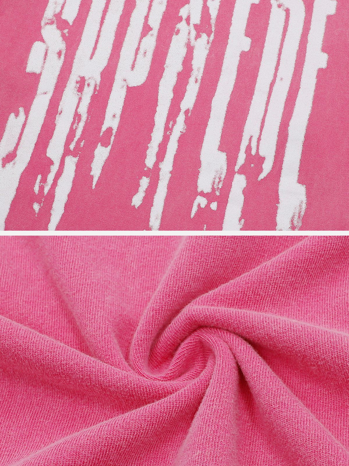 Hole Letter Print Washed Tee