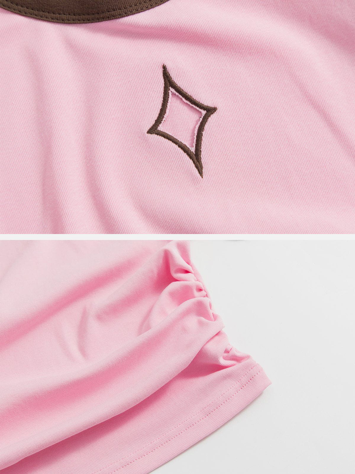 Hollow Embroidery Pleating Tee