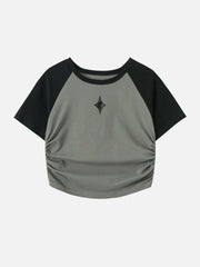 Hollow Embroidery Pleating Tee
