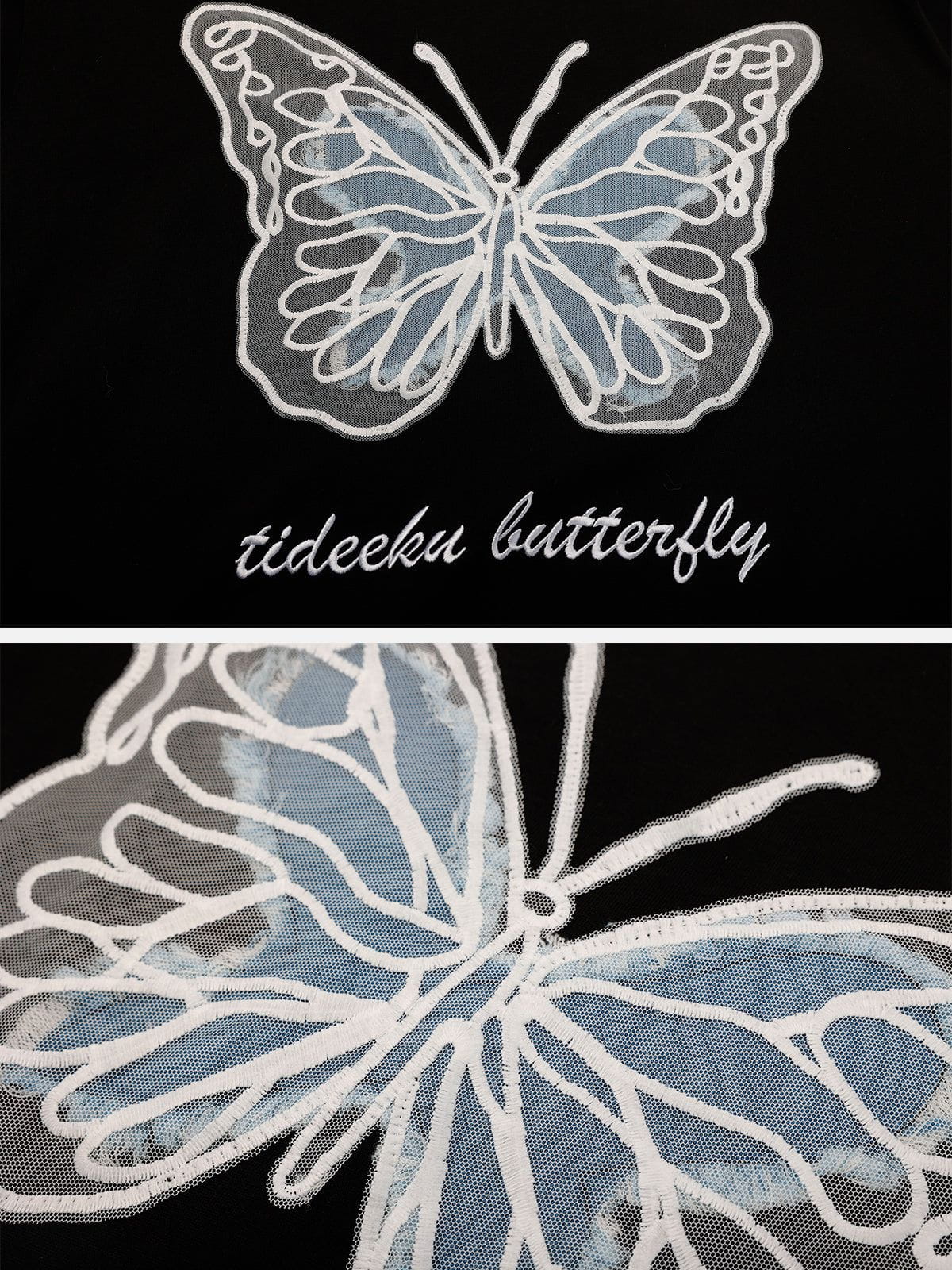 Hollow Mesh  Butterfly Patch Tee