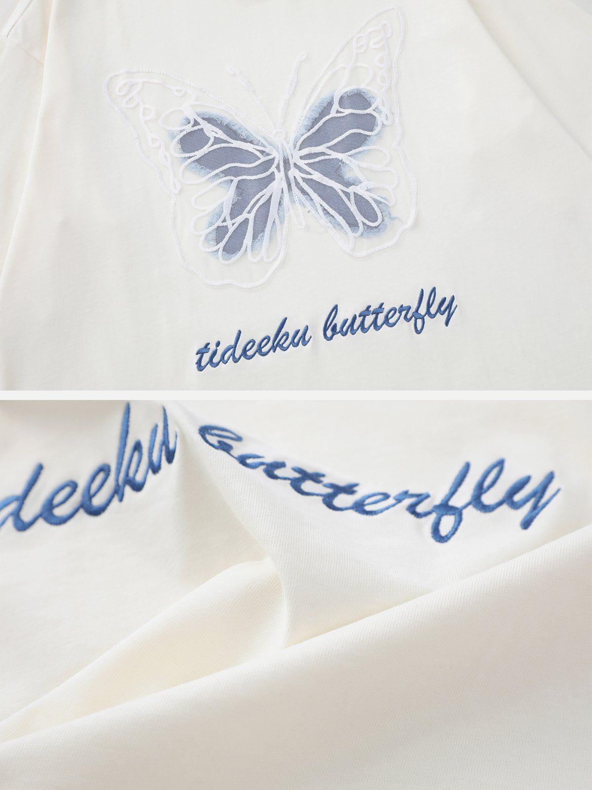 Hollow Mesh  Butterfly Patch Tee