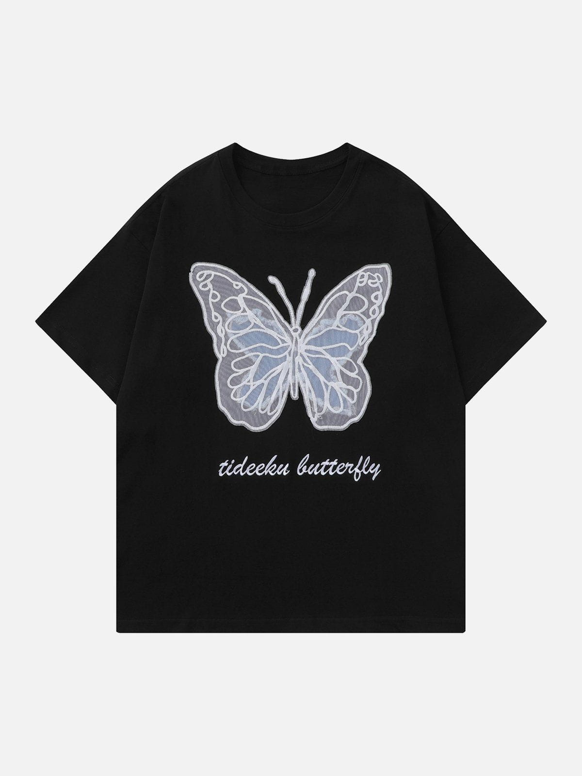 Hollow Mesh  Butterfly Patch Tee