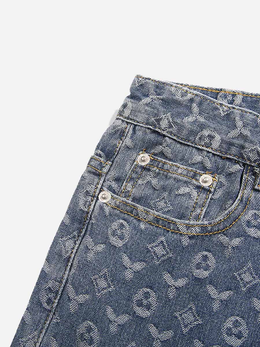 Jacquard Baggy Denim Jeans-1532