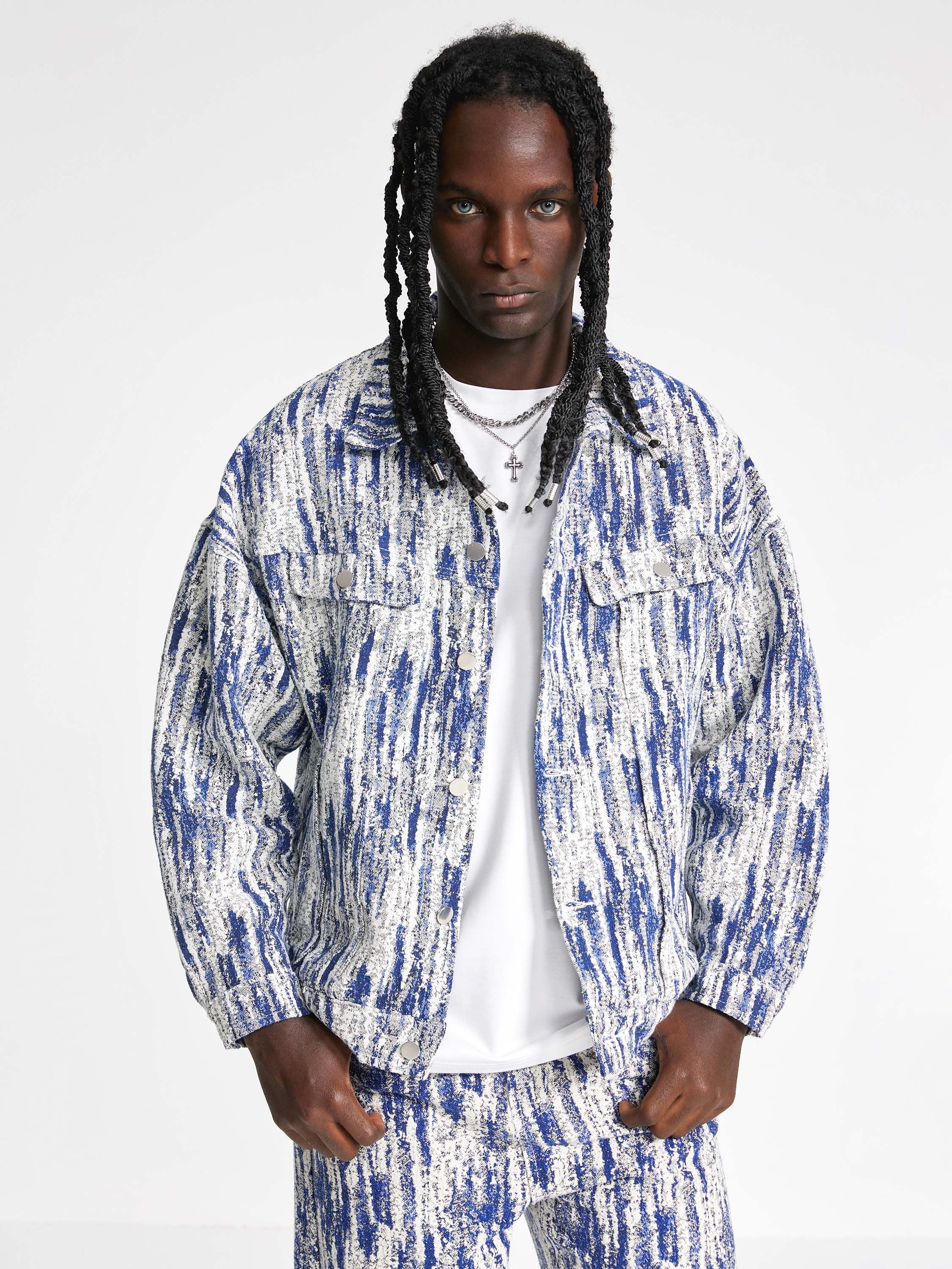 Jacquards Straight Trucker Jacket -1013