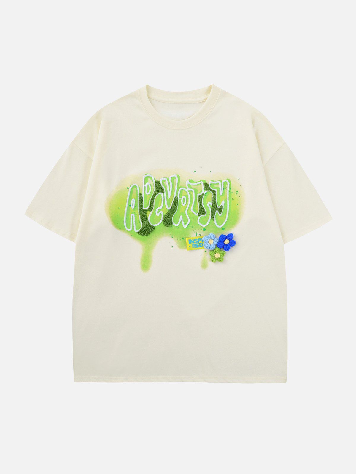 Knitting Embroidery Flowers TEE