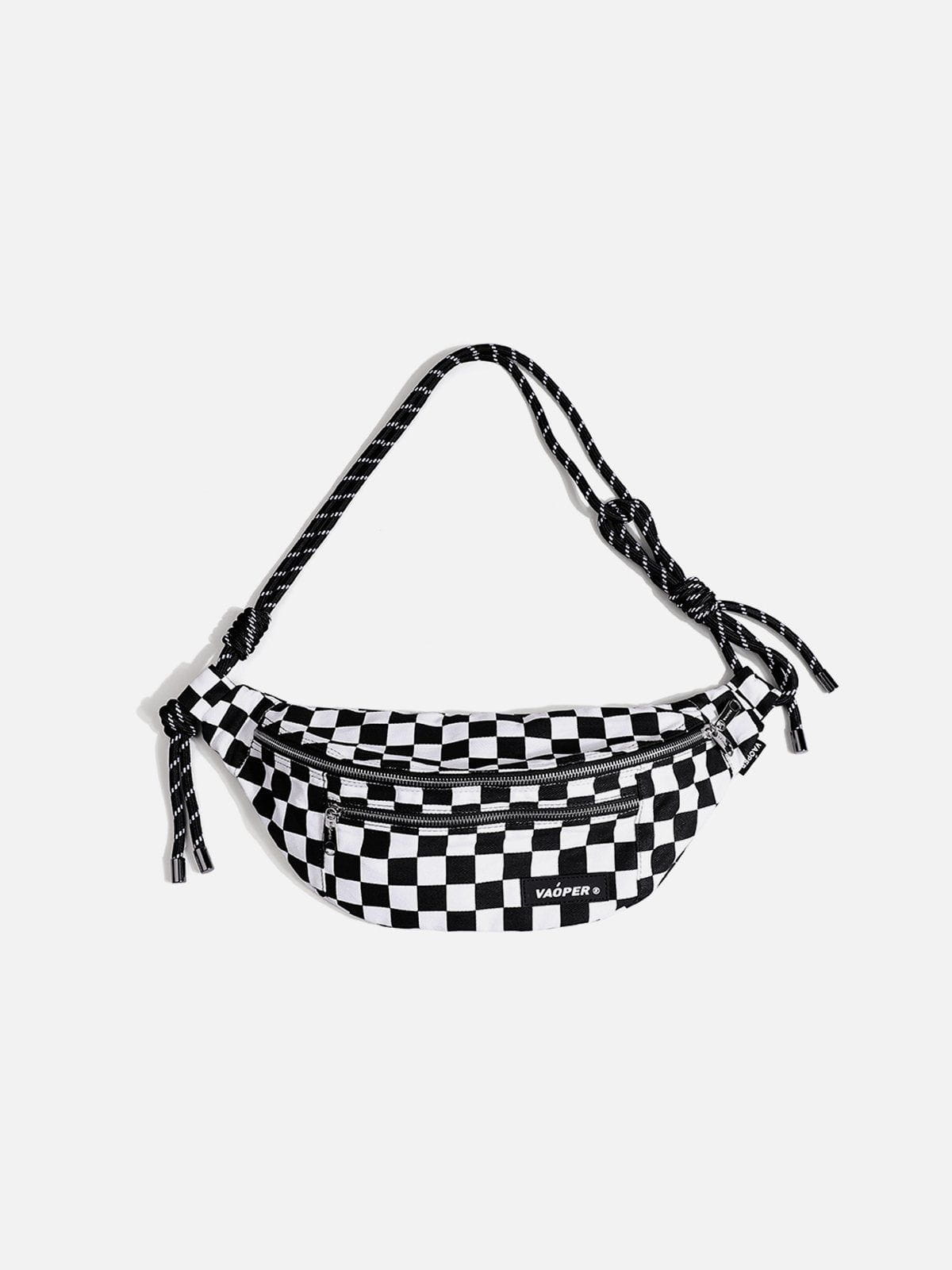 Labeled Lattice Straps Bag