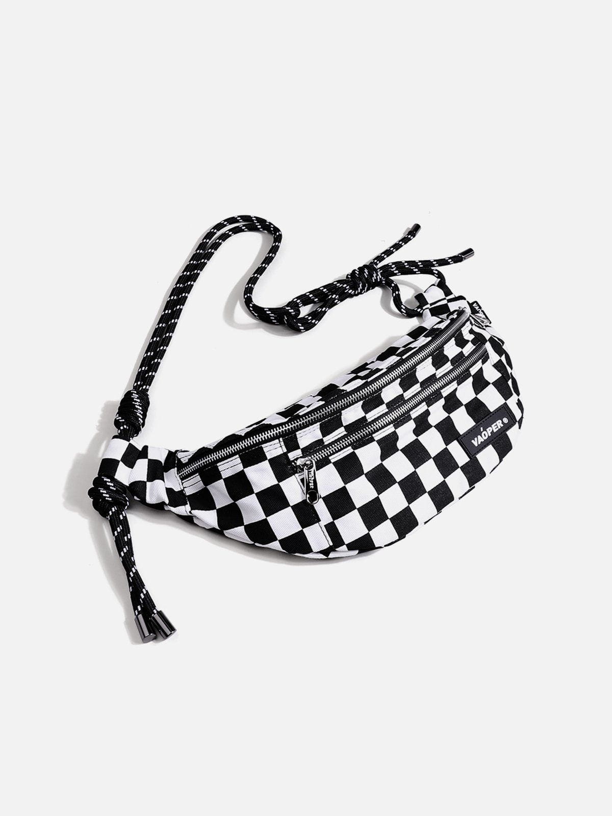 Labeled Lattice Straps Bag