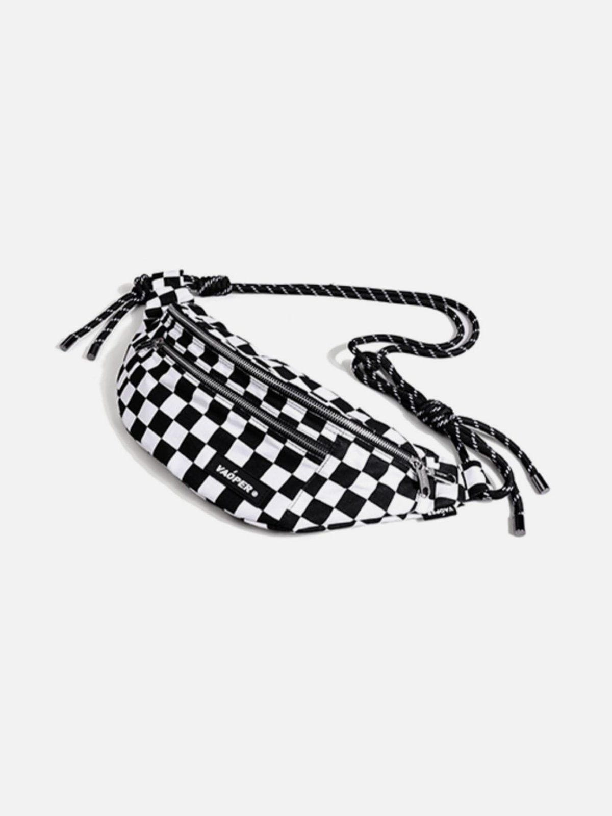 Labeled Lattice Straps Bag