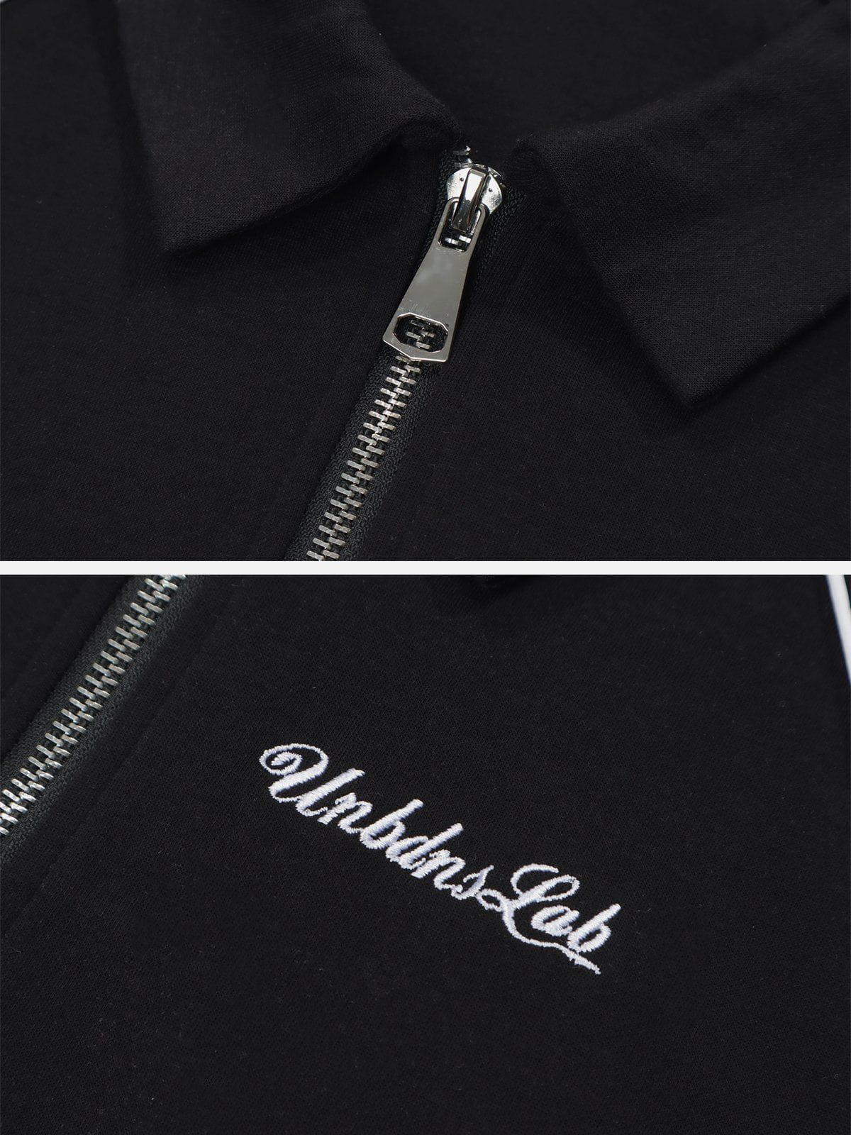 Lapel Zipper Colorblock Tee