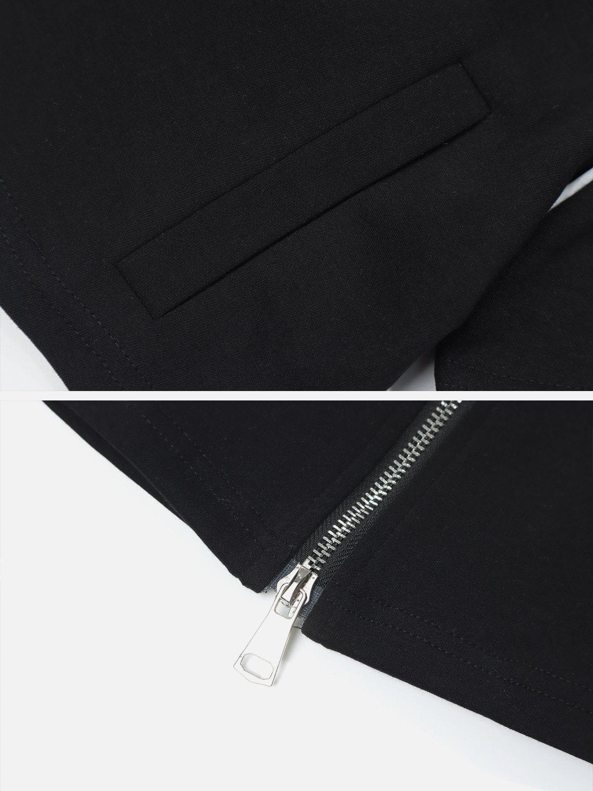 Lapel Zipper Colorblock Tee
